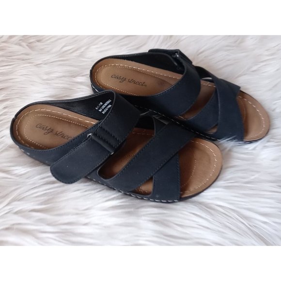 Easy Street Slip In Sandals Color Navy Blue Size 9 1/2 W Model ANNA Style - Picture 9 of 16